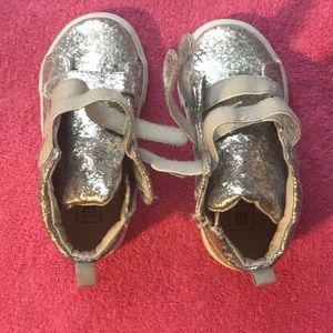 Silver glitter Baby Gap sneakers Never Worn!